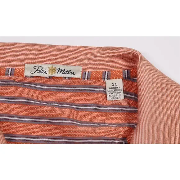 Peter Millar The Broadmoor Golf Club Orange Striped Cotton Polo Shirt Men's XL - Picture 7 of 7